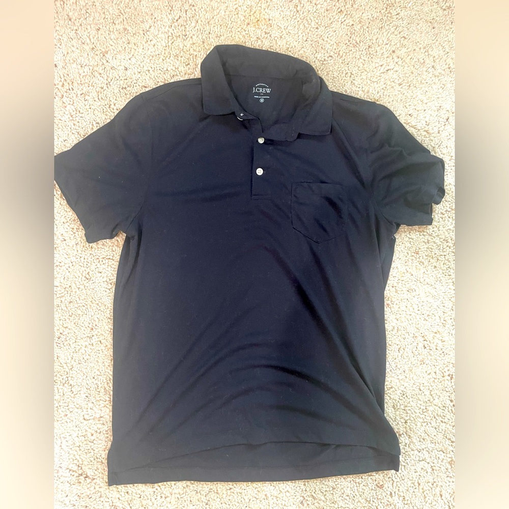 J. Crew Black Cotton Pique Polo Shirt Mens Medium New  Without Tag